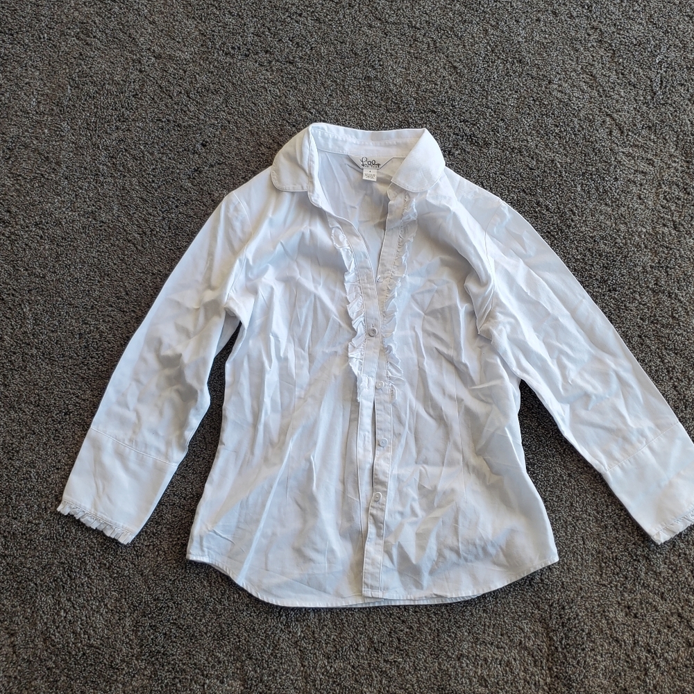 white button down, with frills